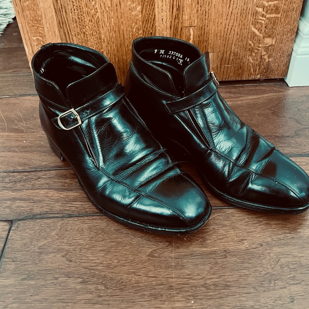 Florshiem Imperial Quality Vintage Men's Black Leather Ankle Boots